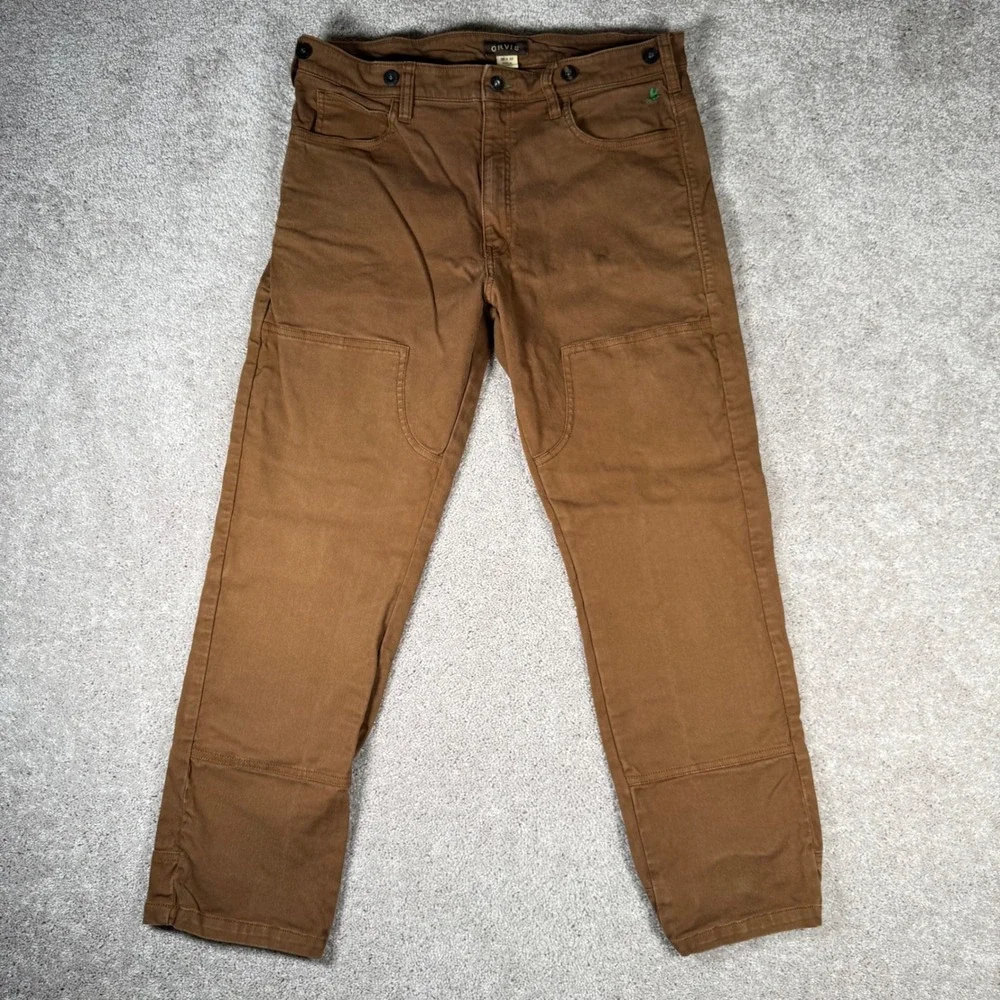 Orvis Men's 36x30 Brown Utility Double Knee Canvas Field Pants Hunting Outdoor